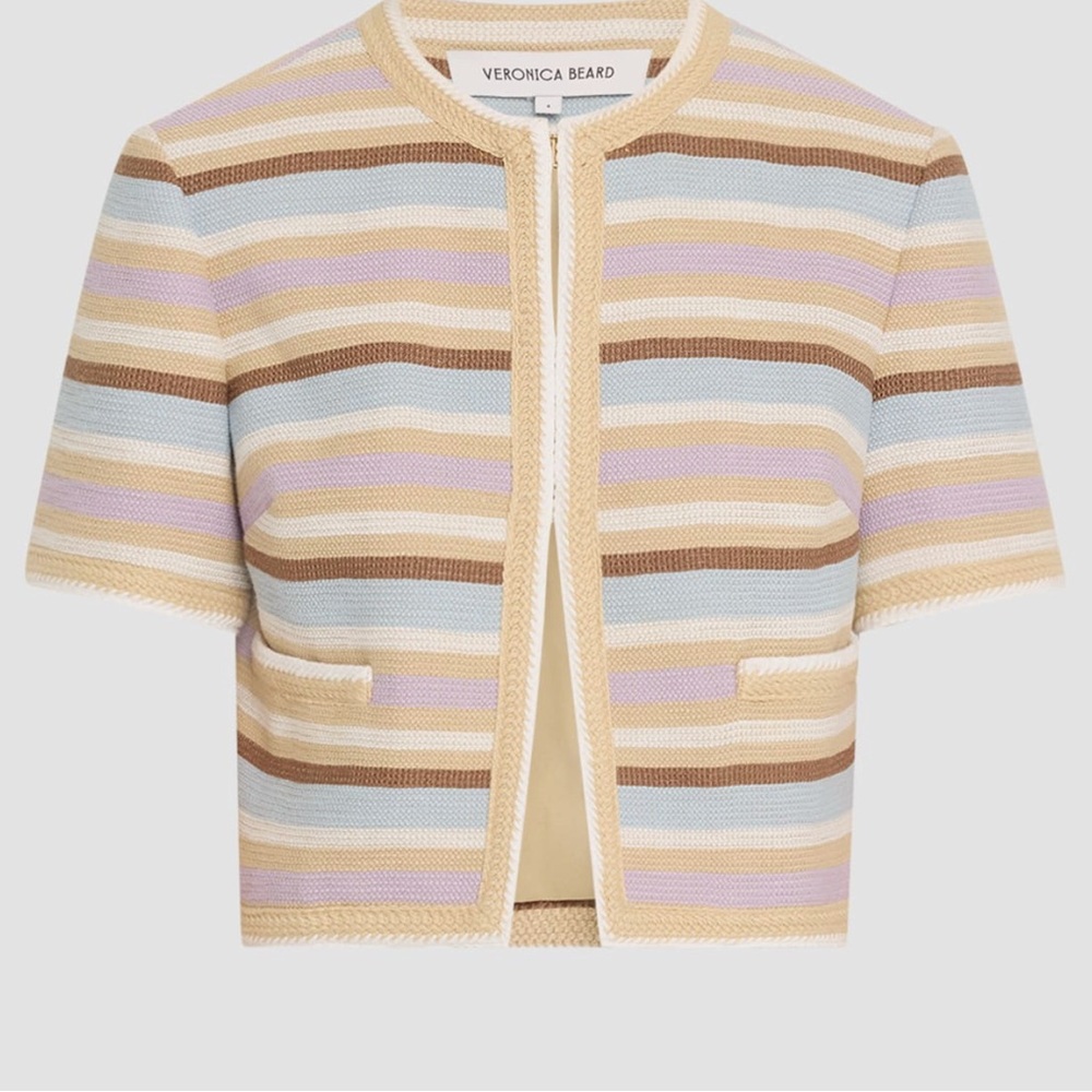 Veronica Beard Wyatt Cropped Multicolor Striped Jacket